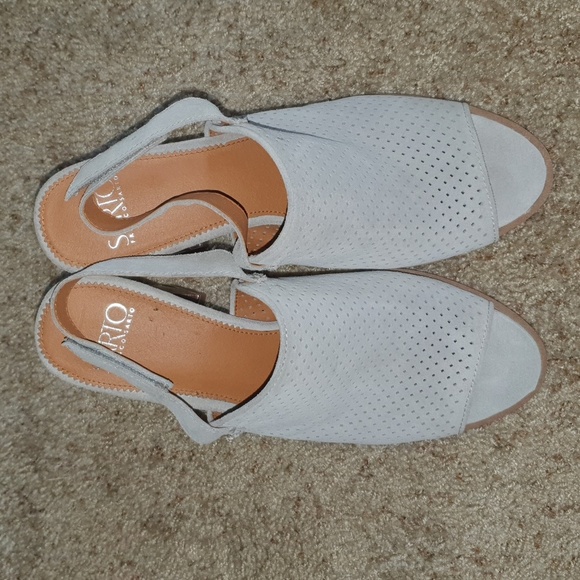 Franklin Sarto Analise Taupe/Gray Suede Slingback Mule sz 9 - Picture 2 of 7